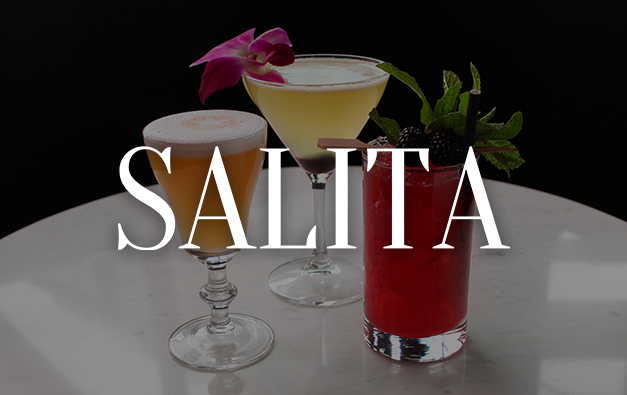 Salita logo on top of a photo of cocktails